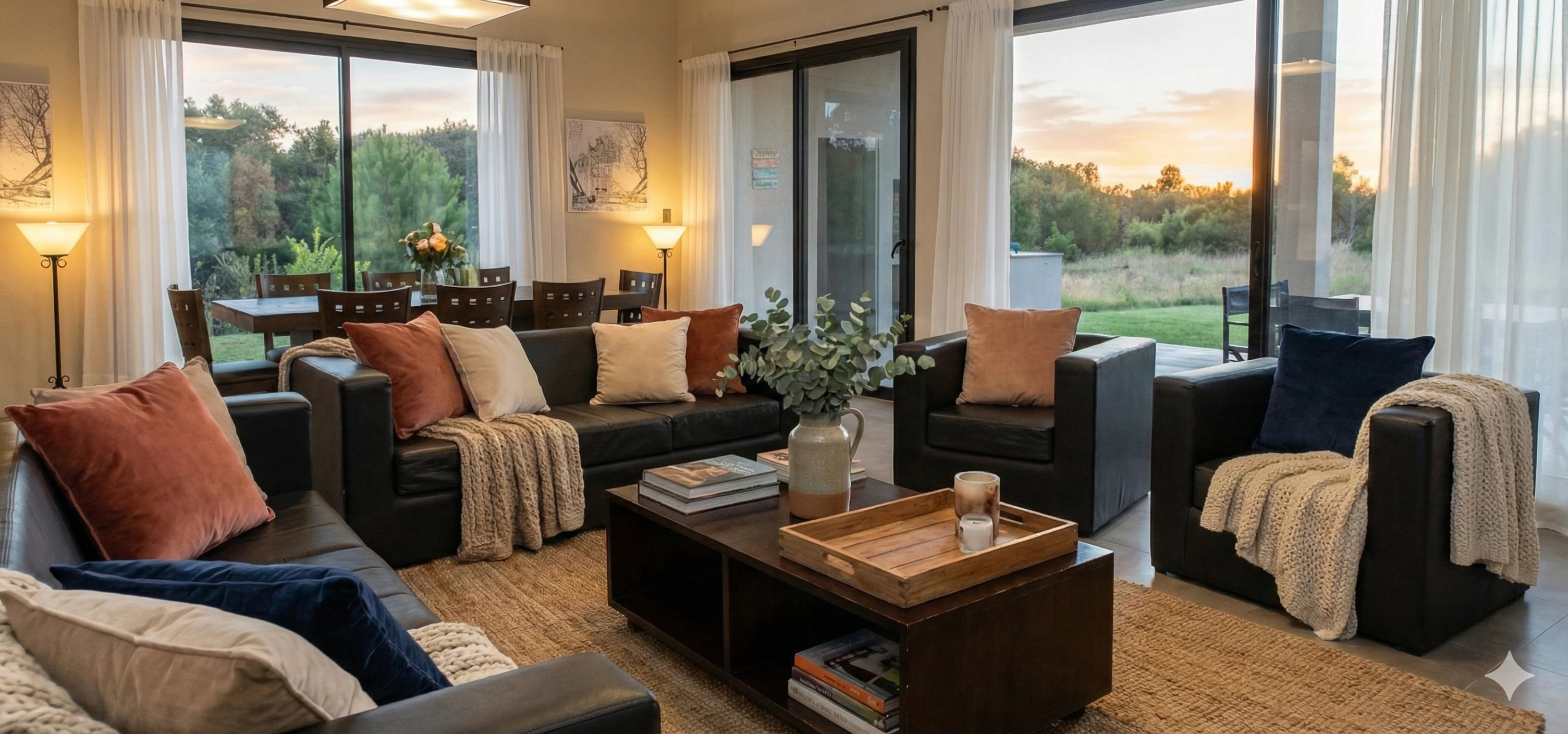 Living principal de La Folixa con vista al bosque